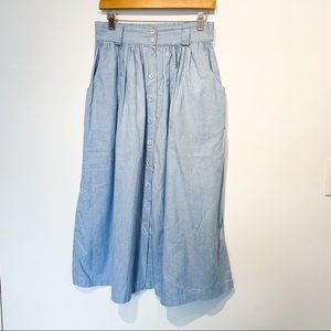 VINTAGE 90s Blue Button Down Skirt
